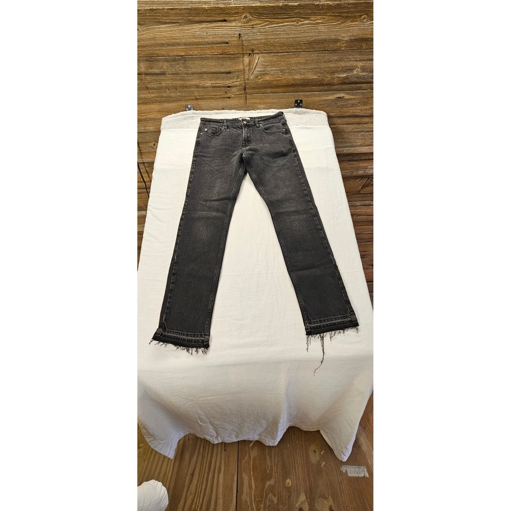 We The Free Free People Faded Black Raw Hem Straight Leg Jeans Size 28